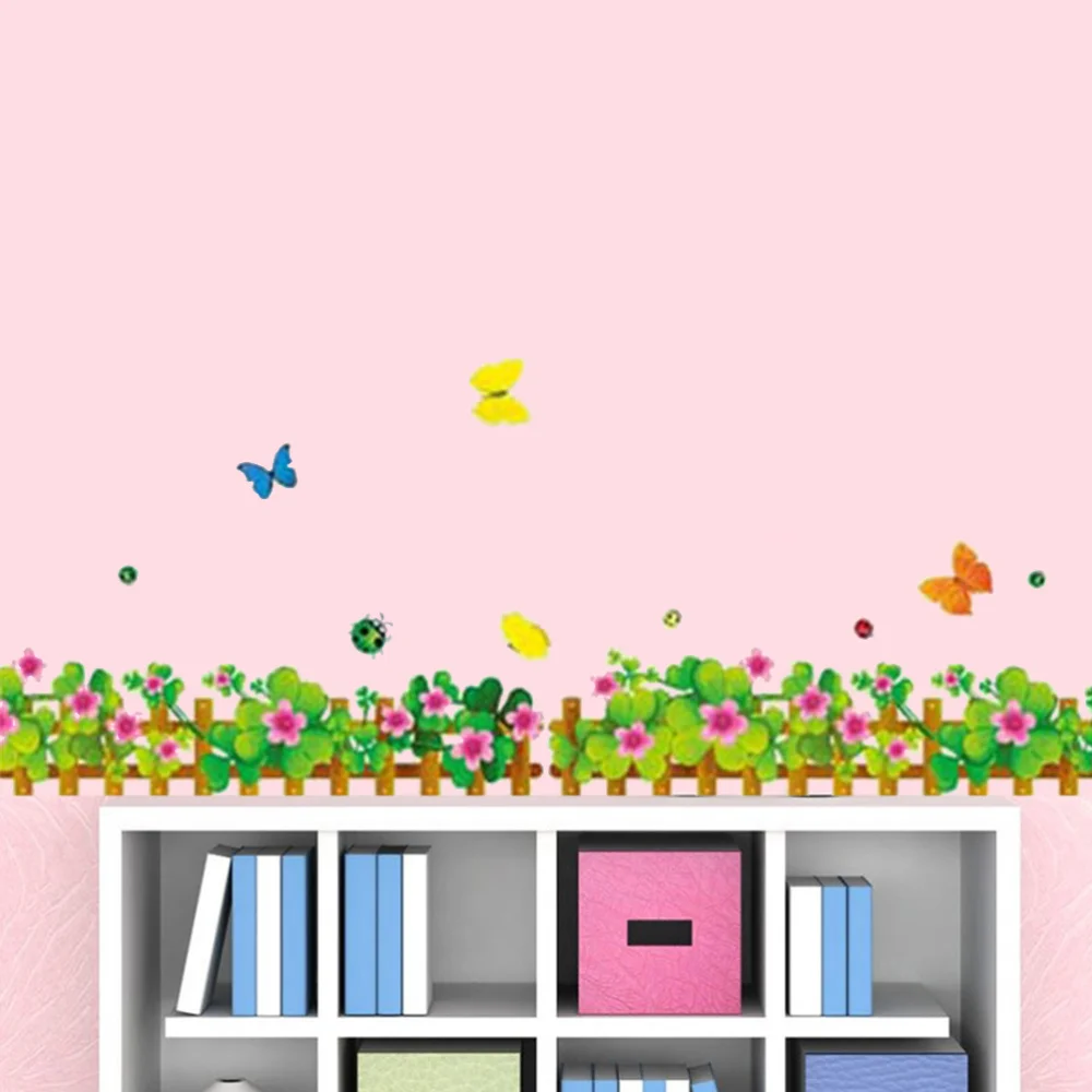 

Skirting Line Floral Wall Decals PVC Wall Stickers DIY Mural Art (Green)