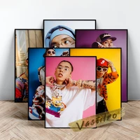 jp the wavy rapper poster hip hop rap singer wall picture music star art prints nordic color background handsome man wall art