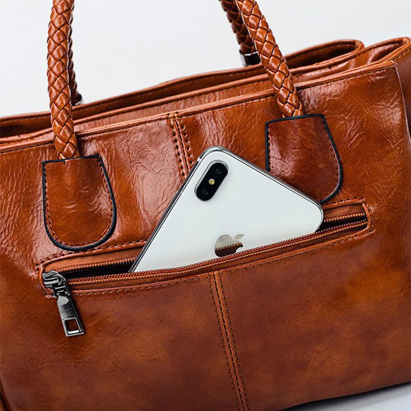 

Design Bag Retro Oil Wax Leather Single-shoulder Messenger Bag Purses and Handbags Luxury Designer Handbags for Women 2020