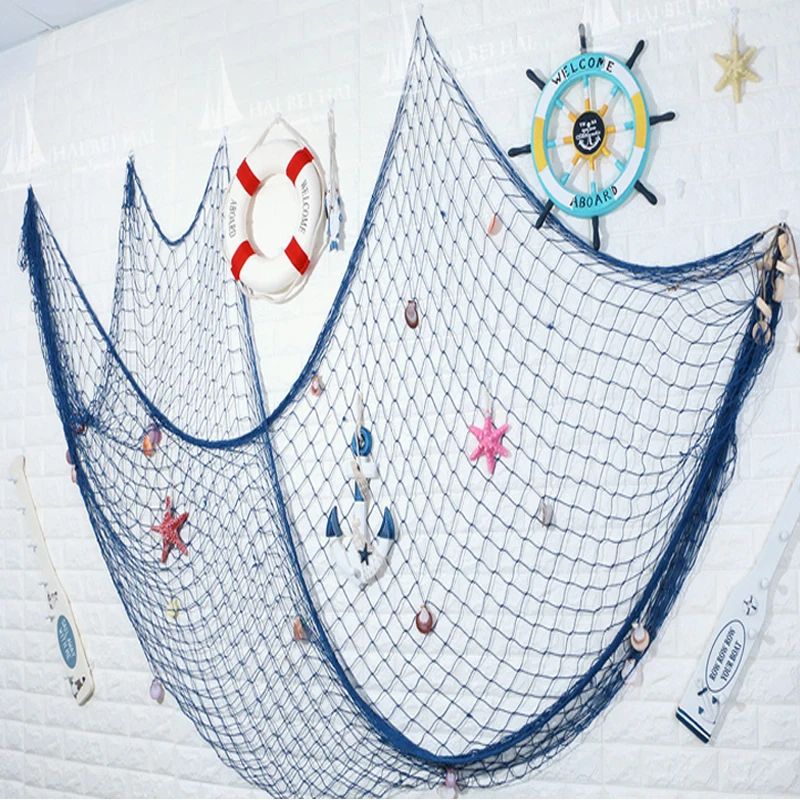 

HOT Big Fishing Net Decoration Home Decoration Wall Hangings Fun The Mediterranean Sea style Wall Stickers PC673216