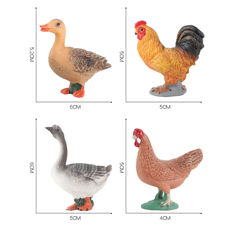 Simulation Animal Farm Poultry Model Doll Solid Mini Chicken Duck Goose Set Movable Home Decoration Toy Gift |