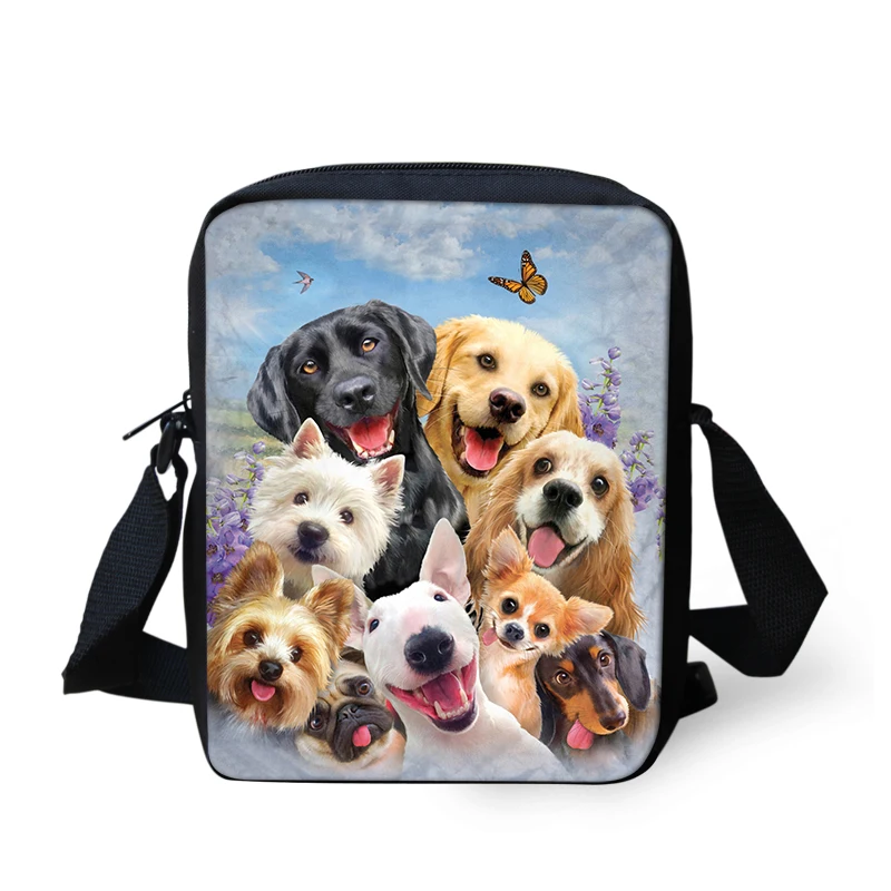 Сумка мессенджер THIKIN с изображением милого мопса золотистого ретривера