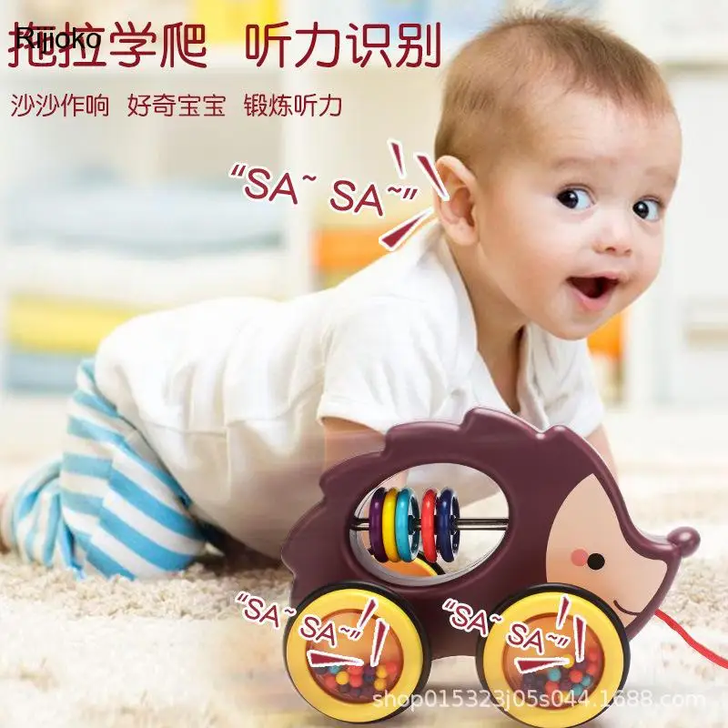 

Baby Pull Walking Toy Creative Cute Cartoon Rabbit Crab Hedgedog Drag Car Plastic Animal Pull Rope Toys Car For Infant 12 months