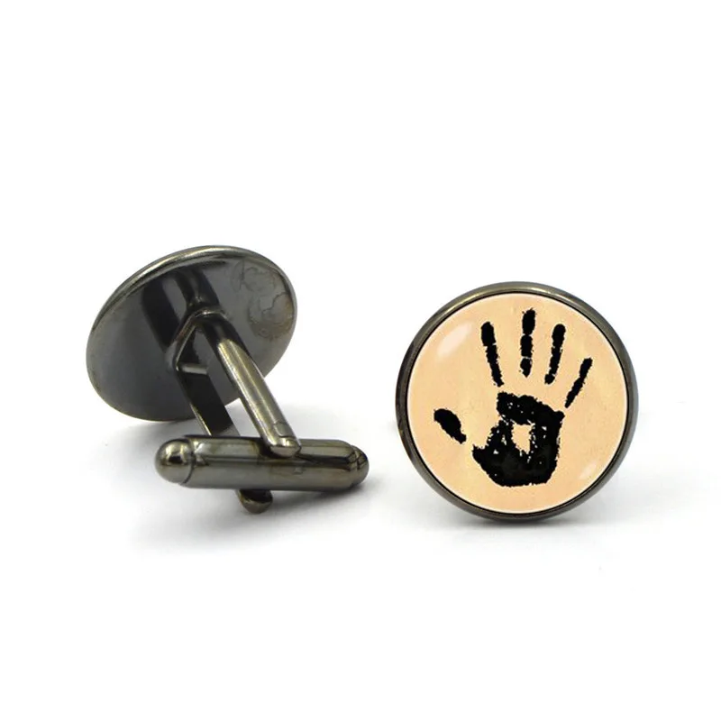 

XK-5HXK0182 New Black Hand Print Pattern French Suits Cufflinks Retro Men Shirts Sleeve Nails 5 Colors Cuff Link in Collection