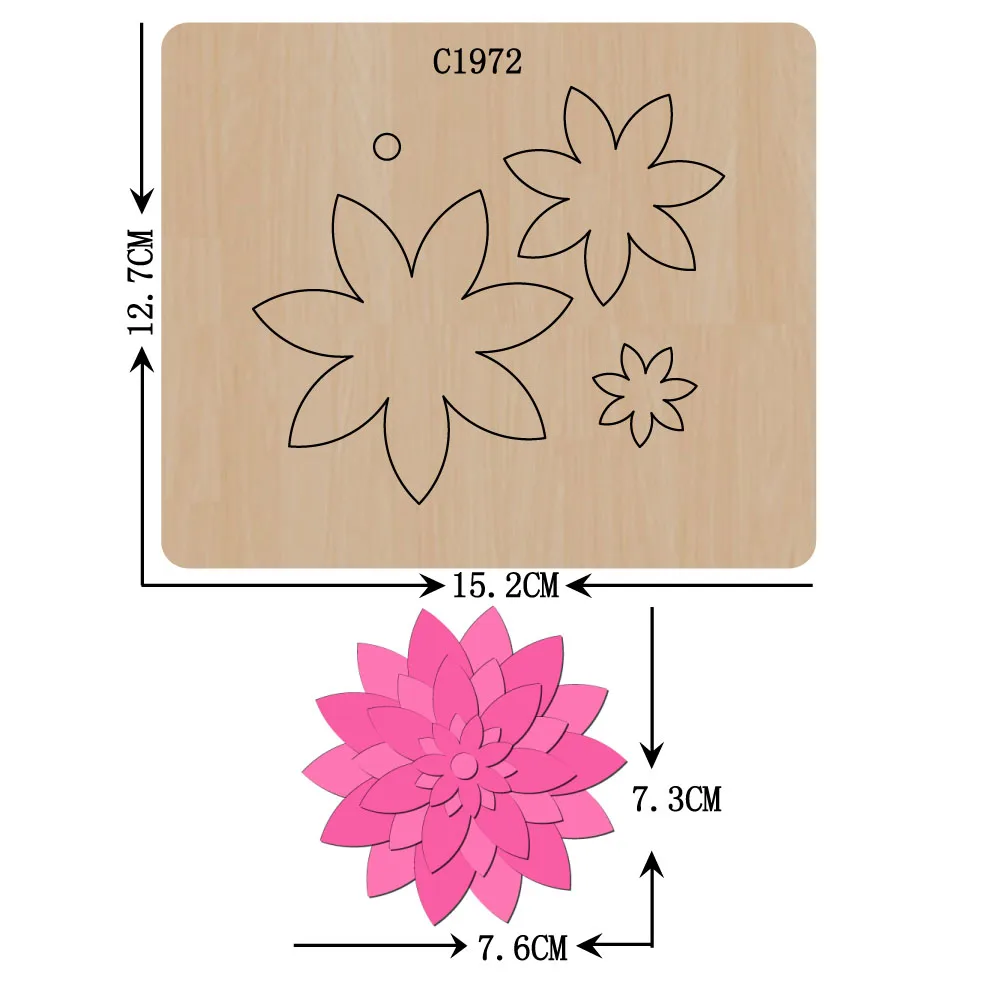 

New Flowers, hair bows Wooden die Scrapbooking C1972 Cutting Dies