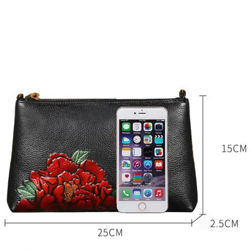 

Bestform 2021 New Vintage Genuine Leather Women Small Bag Leisure Floral Shoulder Messenger Bags First Layer Cowhide Lady Bag