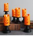 Светодиодная свеча на Хэллоуин светильник цветной подсвечник, тыква, вечеринка, Хэллоуин, домашнее украшение для дома, 2022, тыквенный фонарь на Хэллоуин