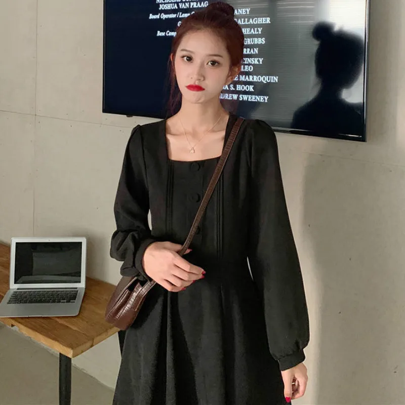 

Women Long Sleeve Dresses Oversize 3XL Solid Bow Drawstring Stretchy Slim Fit Vintage Elegant Ladies Over Knees Ulzzang Dress