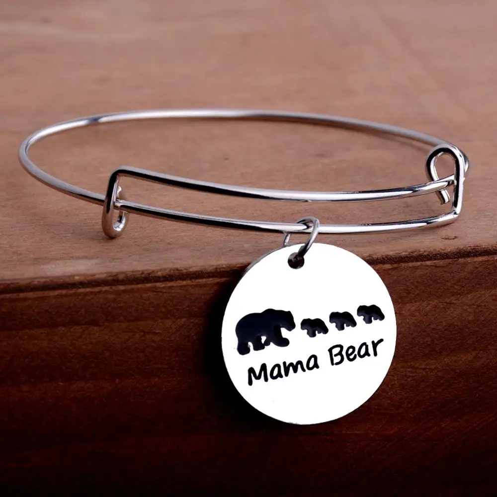 Круглые браслеты с подвесками для мамы и медведя 12 шт. регулируемые семьи женщин