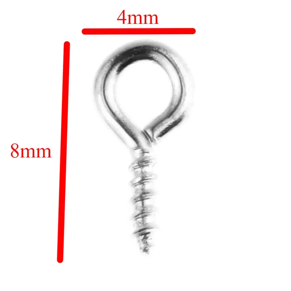 8x4mm 100 шт. мини-шпильки для глаз, крючки, люверсы с винтовой резьбой, Серебряные Крючки, подвесные застежки, сделай сам, фурнитура для изготовления ювелирных изделий, аксессуары - Цвет: 8x4mm