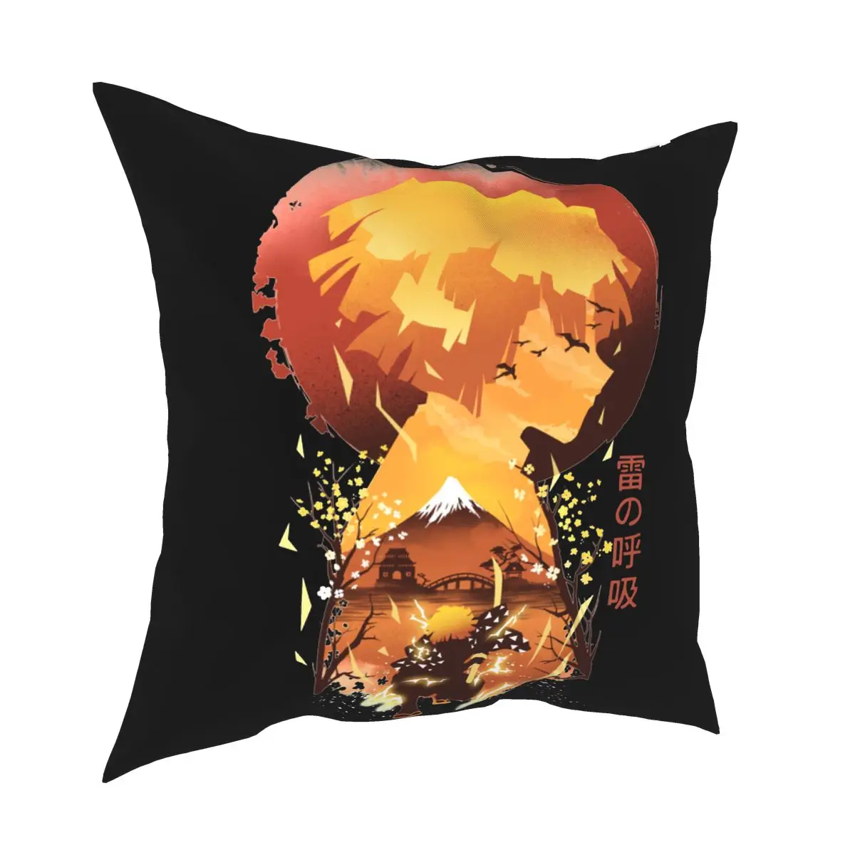 

Zenitsu Demon Slayer Pillow Cover Home Decor Anime Kimetsu No Yaiba Cushions Throw Pillow for Living Room Polyester