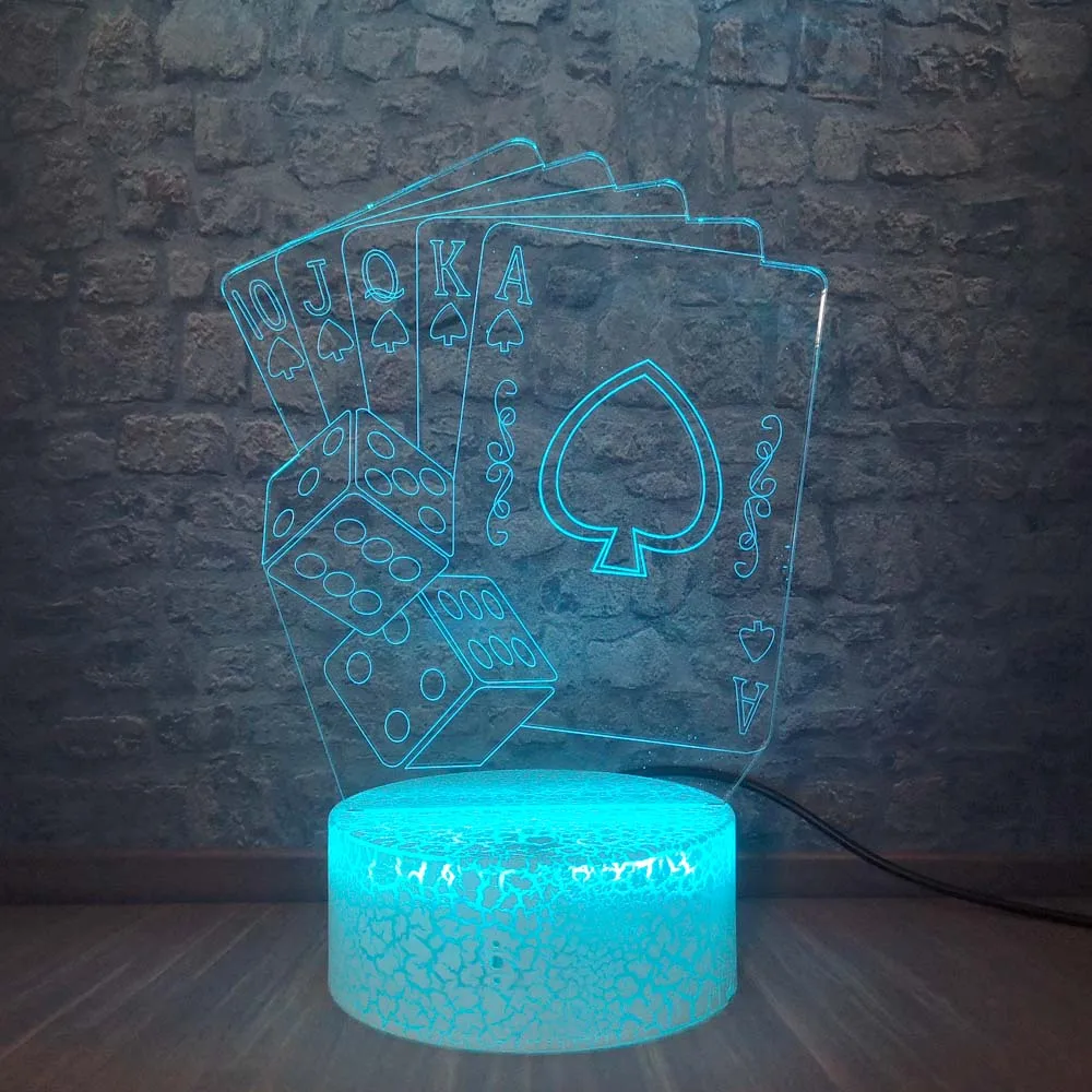 Покерная лампа в виде игральных костей 3D видения Ночник светильник для детской