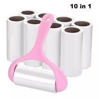 9 rolls1 handle sticky roller glutinous dust paper tearable adhesive scrub clothes lint brush hair remover kit with treat
