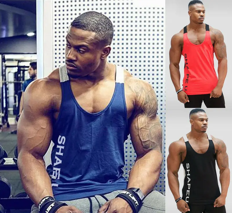 

Men Muscle Fitness Tank Top Bodybuilding Workout Gym Men Stringer Tank Top Bodybuilding Fitness Singlets Muscle Vest Tee M-2XL