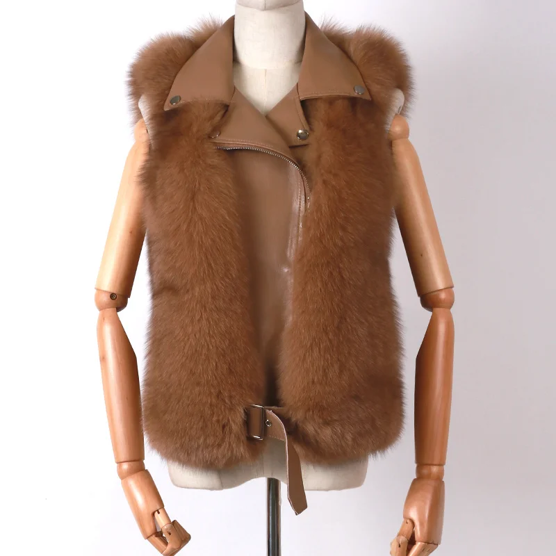 

SHZQ Natural Fur Gilet Ladies Real Fox Fur Gilet Women Fur Vest