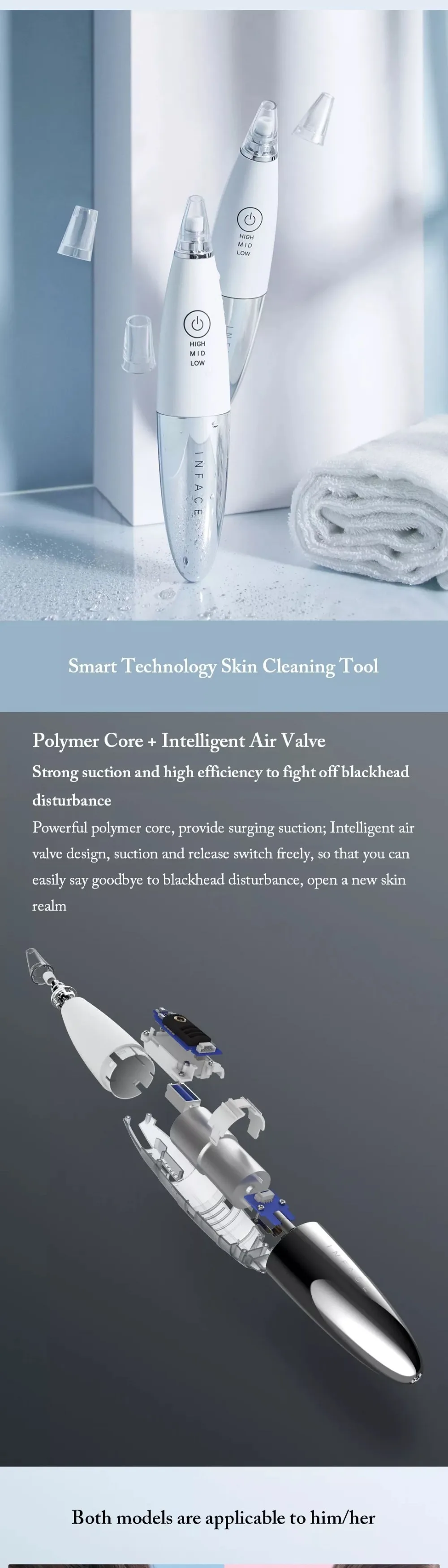 Xiaomi InFace Electric Blackhead Remover Vacuum Suction Dermabrasion Acne Pore Peeling Face Clean Facial Skin Care Beauty Tools