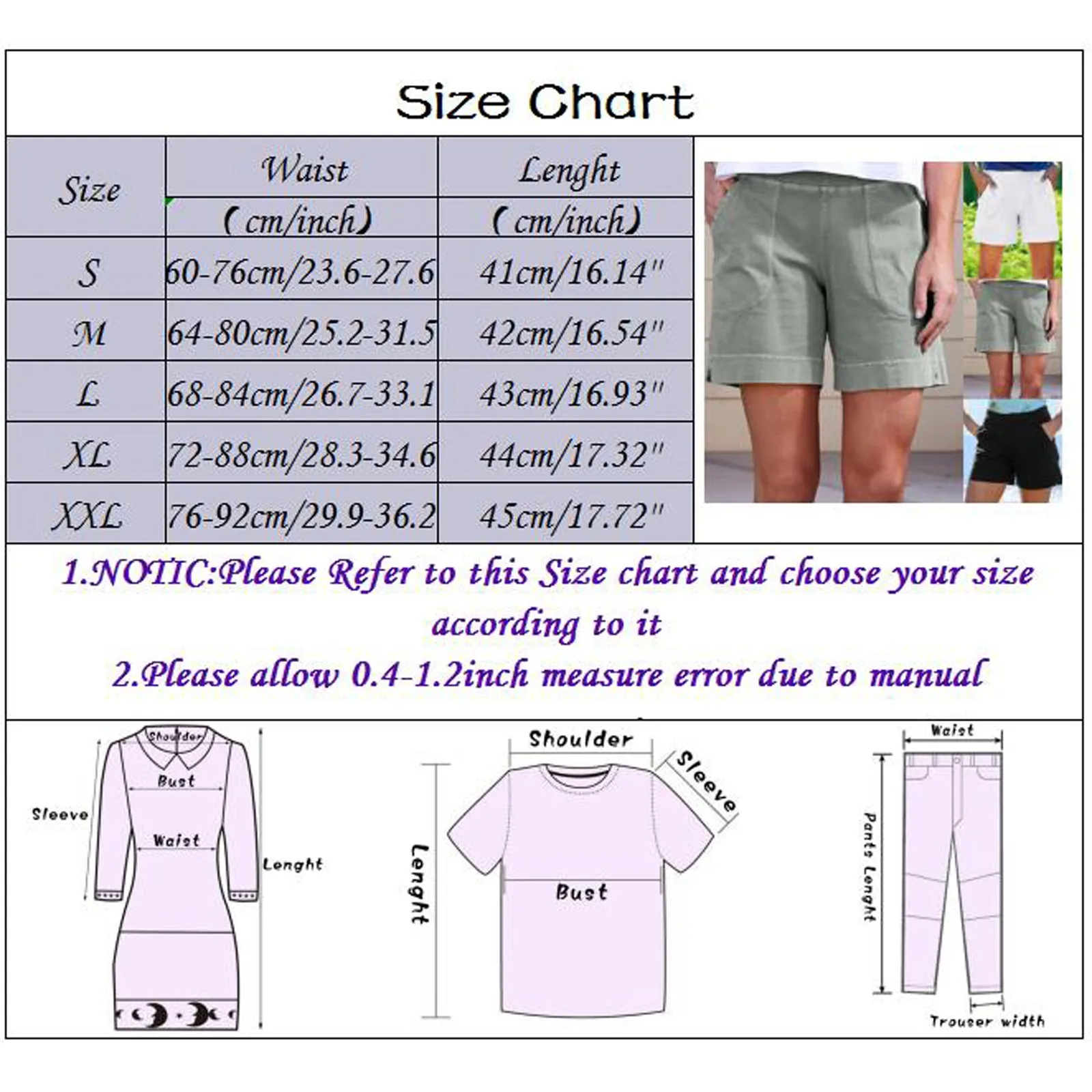 

Women's Shorts 2021 Solid Pocket Vintage Elastic Waist Casual Washed Fashion Wide Leg Pants Casual Spring Summer Woman Shorts