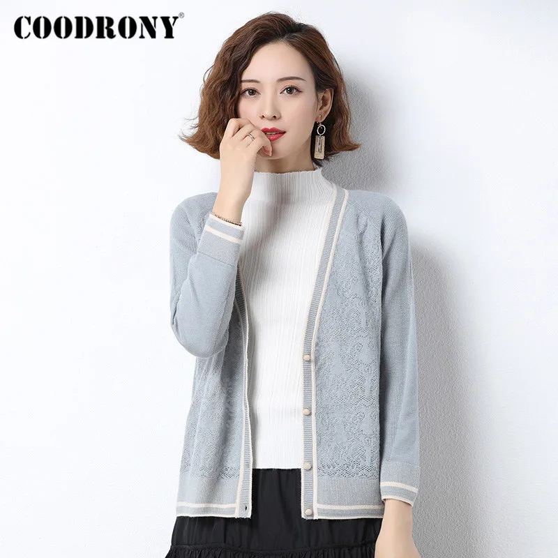 

COODRONY Brand Cardigans Streetwear Light Color Floral Women 2020 Autumn Winter Casual Slim Fit Wool Sweaters Female W1031