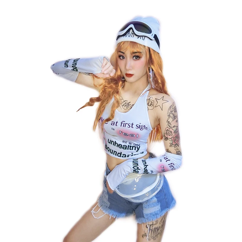 

2019 New Hip-Hop Jazz Dance Costume Sexy Nightclub Party Dj Female Singer Stage Performance Dancing Costume Street Wear DWY2587