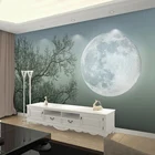 Современные самоклеящиеся водонепроницаемые обои, 3D абстрактные дерево, луна, пейзаж, роспись гостиной, спальни, домашний декор, настенные наклейки 3 D