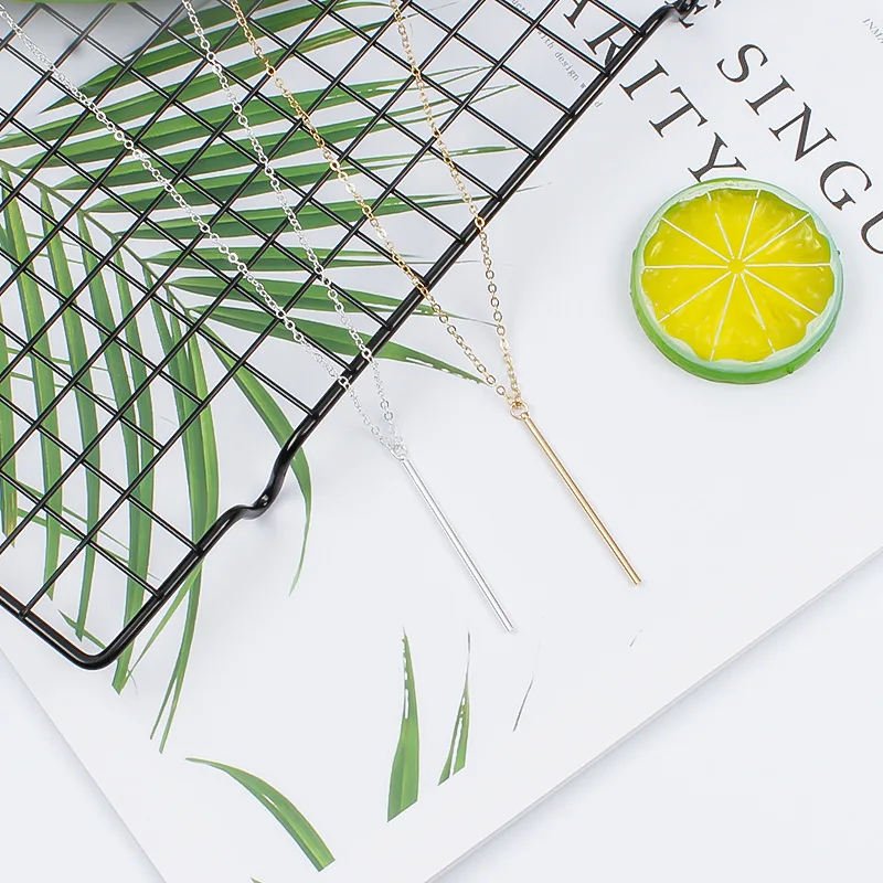 Простое металлическое длинное ожерелье с цепочкой женская мода золотой