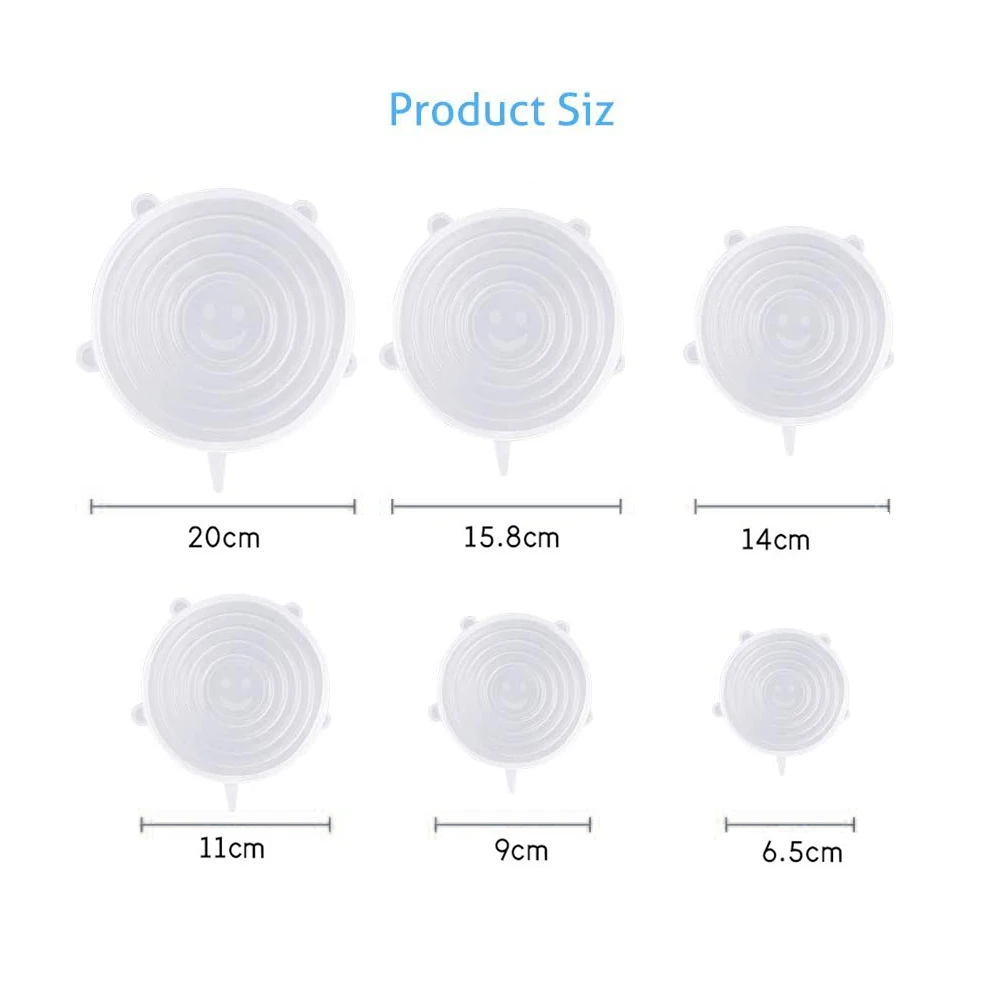 

6/12/18Pcs Reusable Food Packaging Cover Silicon Food Fresh-Keep Sealing Cap Vacuum Stretch Silicone Lids Kitchen Silicone Cover