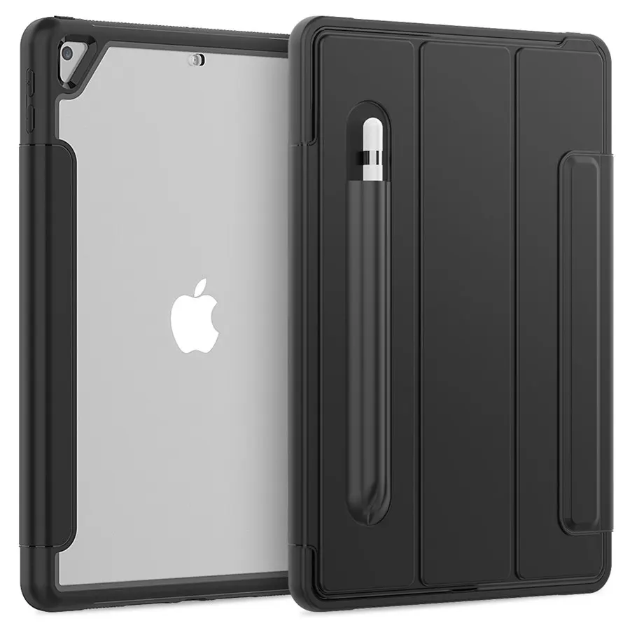 

Clear Hard back PC Folio Protective Stand Case Smart Cover Auto Sleep/Wake for iPad 10.2 2020 8th / iPad 10.2 2019 iPad 7th