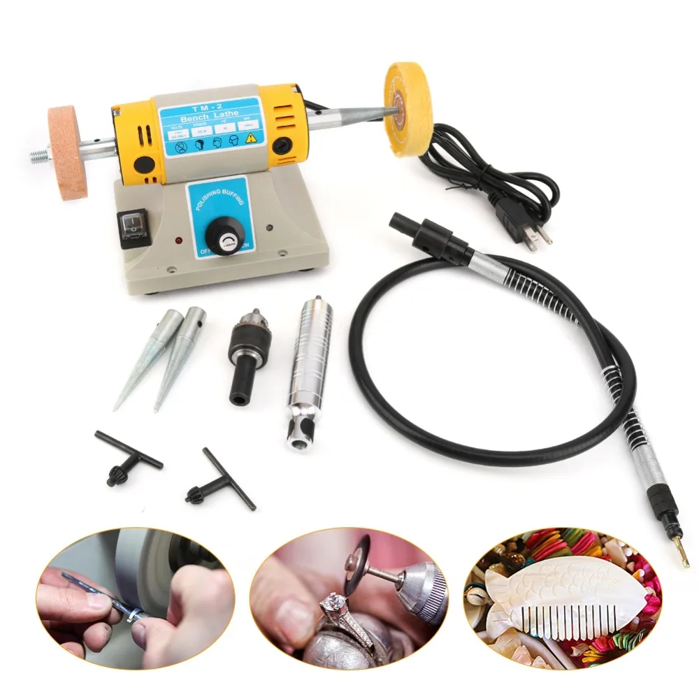 

350W Bench Polishing Machine Buffer Buffing Mill Variable Speed Motor Tool Lathe Bench Grinder Kit For Jewelry Dental Polisher