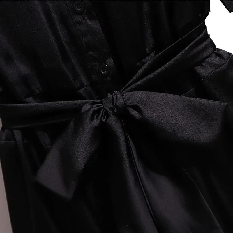 

2020 New Summer Plus Size Dresses Casual Vintage Turn-down Collar Short Sleeve Button Lace-up Waist Loose Women's Clothing Dress