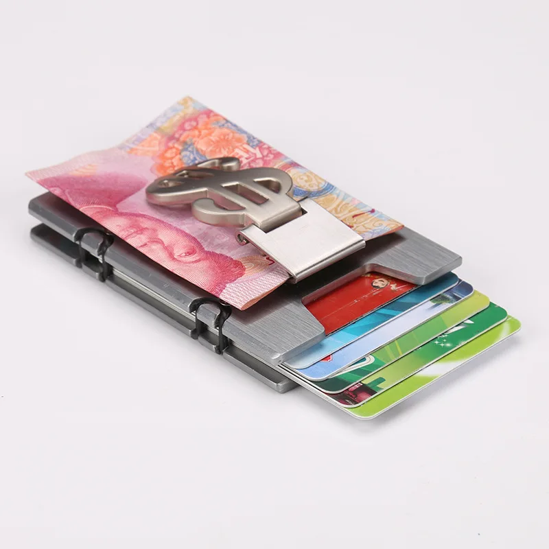 2019 New Mini Card Holder Wallet Aluminum Alloy Men Credit ID Card Case Small Thin Purse Metal Card Box with Dollar Clip