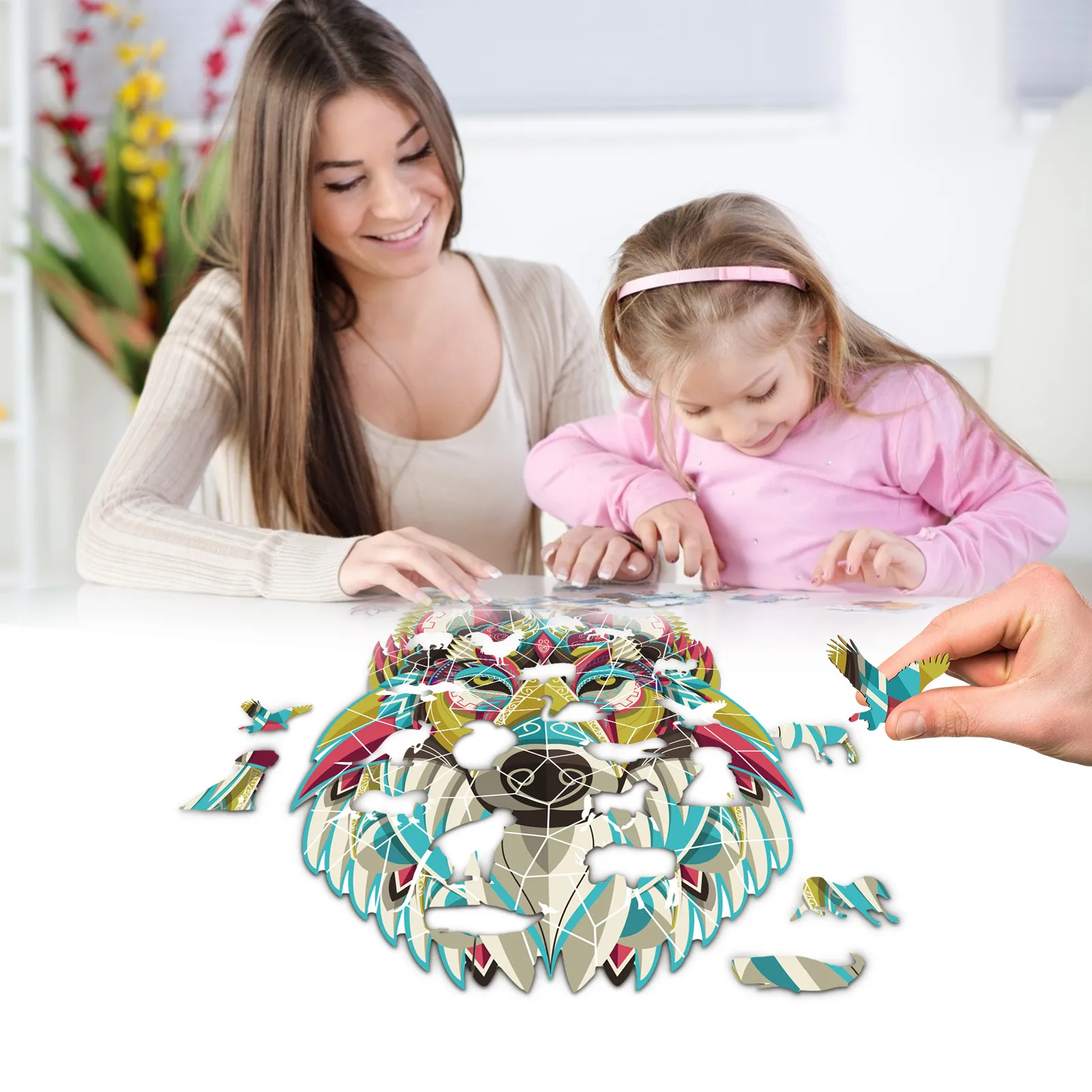 

Animal Jigsaw Puzzle Unique Colorful Wolf Shape DIY Paper Puzzle Christmas Gift for Adults Kids Education Puzzle Board Game
