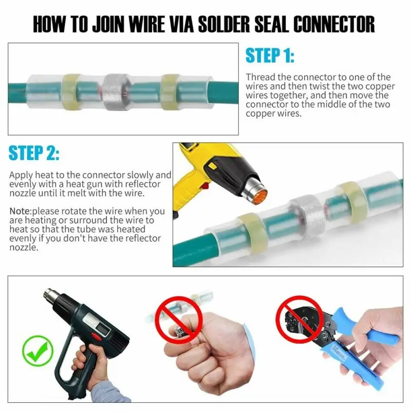 

Socket Solder Sealed Butt Connector kit Kit Connector DIY Parts 200pcs