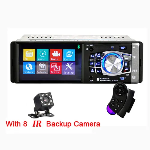 Camecho 1 Din автомагнитола Авто Аудио Стерео FM Bluetooth 2,0 Поддержка камеры заднего вида USB рулевое колесо дистанционное управление - Цвет: With 8 IR Camera
