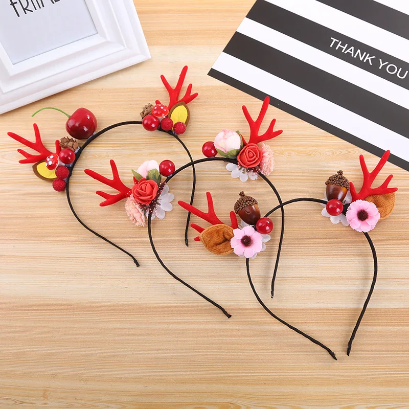 

Cute Christmas Headband Santa Xmas Party Decor Double Hair Band Clasp Head Hoop Christmas Hair Accessories m