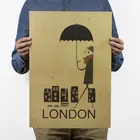 AIMEER простой рисунок Лондона под дождемпростой и креативный иллюстрационный Декор Картина на крафт-бумаге Ретро плакат 51*36 см