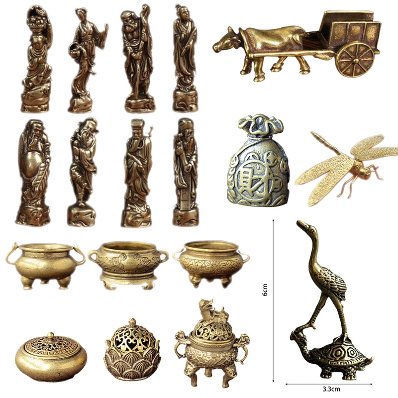 Ретро 3D мини лев лягушка Латунь Курильница с животными Черепаха Животное чай