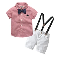2021 summer clothing kids striped short sleeve t shirt shorts 2 pcs suit gentleman baby boys clothes formal children clothing