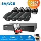SANNCE HD 4CH 1080P Lite CCTV Системы AHD DVR 4 шт, длина 2 м ИК Открытый Ночное Видение безопасности Камера системы видеонаблюдения
