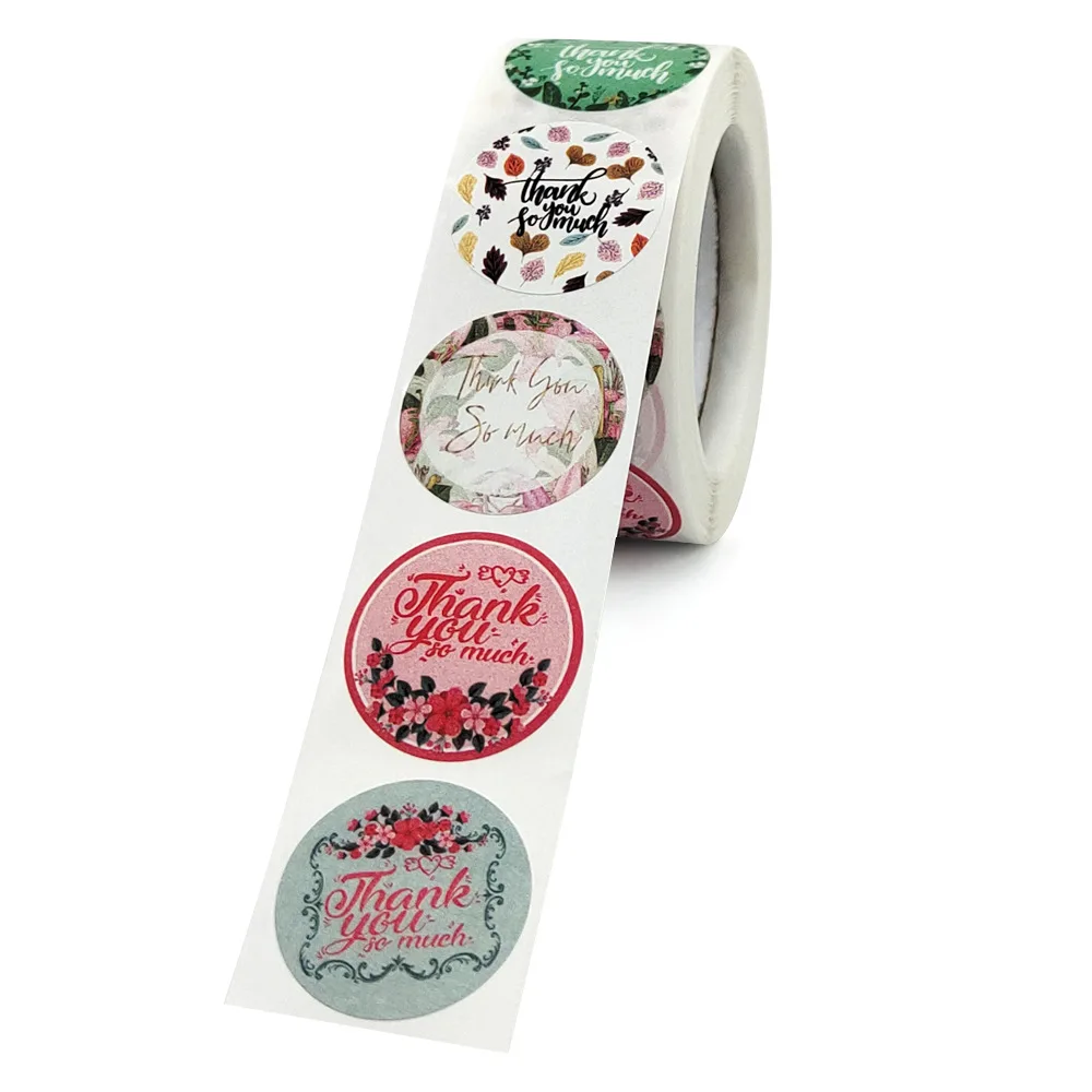 

500pcs Flowers Thank You Sticker Labels for Greeting Cards Flower Bouquets Self-Adhesive Labels for Gift Wraps Tags Mailers Bag