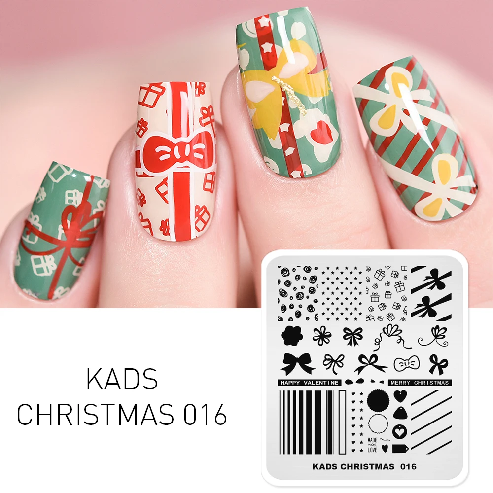 

KADS 18 Design Nail Stamping Plates Christmas & Halloween Style Design Nail Art Stamp Image Stencil Nails Tool Manicure Plate