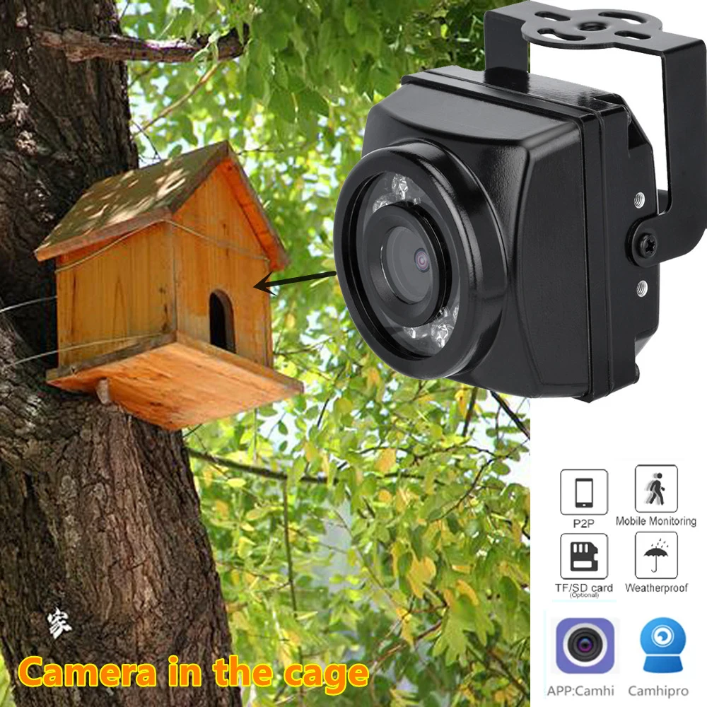 

Small Outdoor Mini IR IP POE Cameras Night Vision IPC Wide Angle Audio Video Security Camera Surveillance P2P Onvif Bird Cage