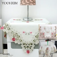high quality lace satin square embroidered table cover cloth towel tea tablecloth christmas wedding birthday party kitchen decor