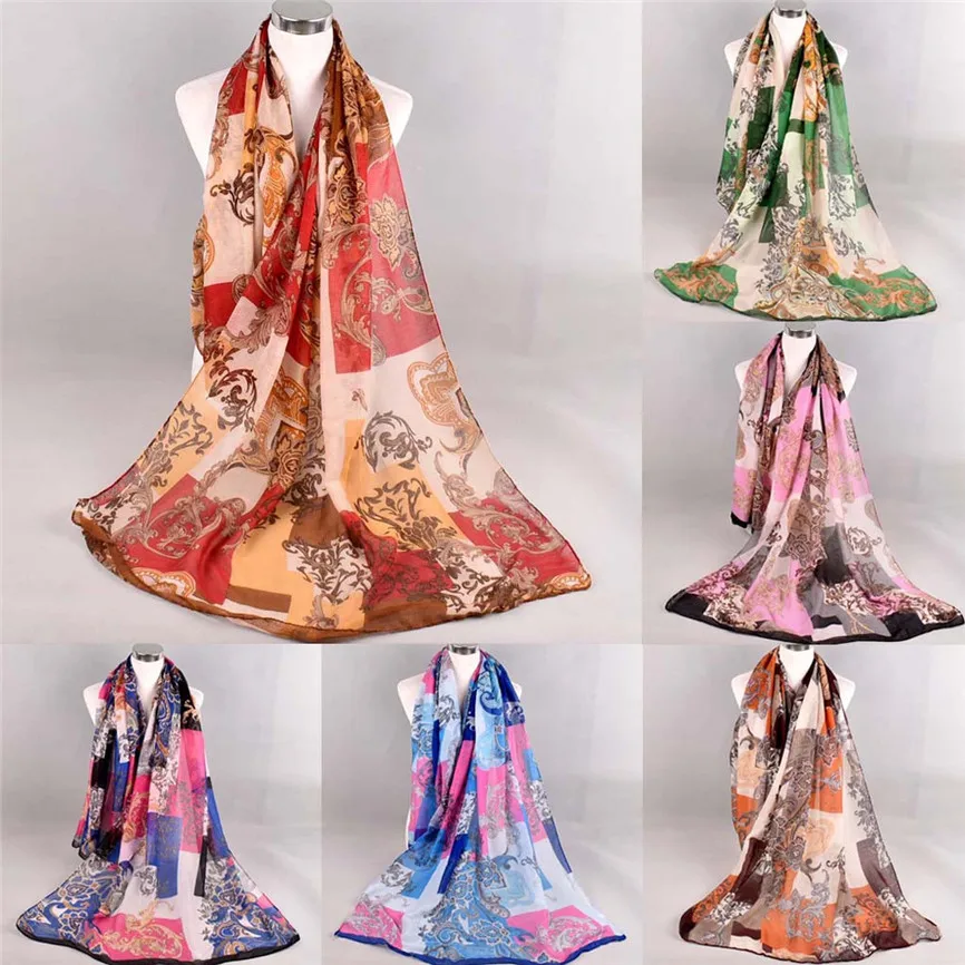 Модный женский шарф с цветочным принтом мягкие женские длинные многоцелевые