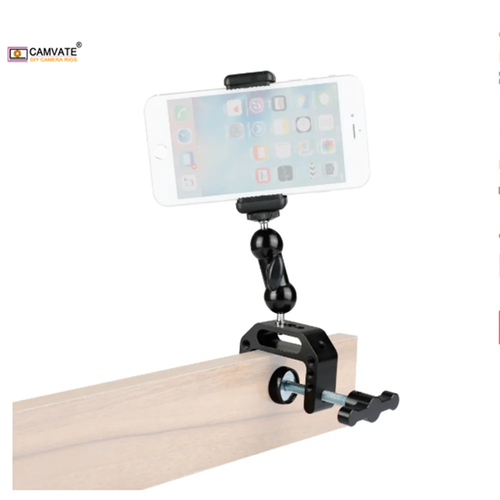 CAMVATE 360 ° вращающийся c-зажим кронштейн для камеры с шариковой головкой сотового