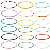 40cm long bohemia style small glass beaded necklace multicolor short chokers charm necklaces sweet neck jewelry for women girls