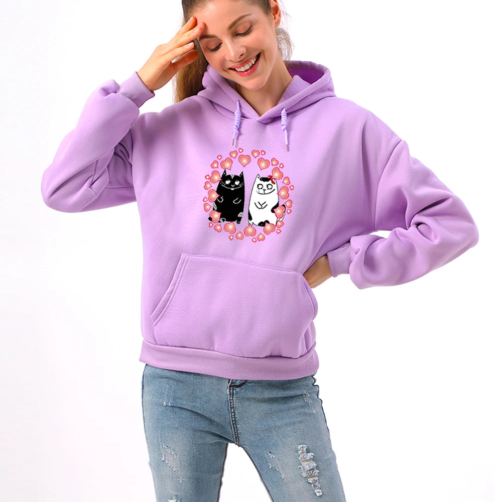 

Female Itself Hooded Pullover Kpop Streetwear Ulzzang Aesthetic Jumper Top Harajuku Cat Hoodie Woman Cat Print Sweatshirt