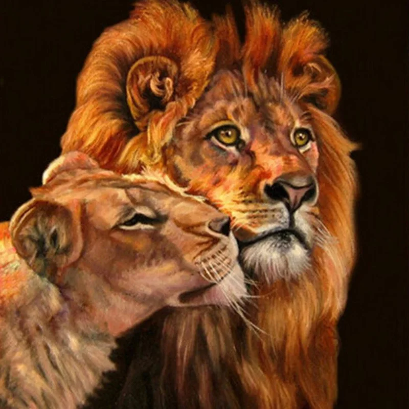 100% Полный 5D Diy Daimond картина &quotЛев Пара&quot 3D алмазов круглые стразы Diamant живопись