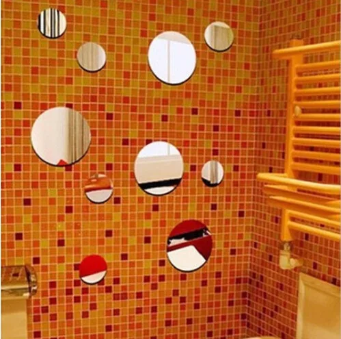 16 шт./компл. серебряные круглые акриловые зеркальные настенные наклейки