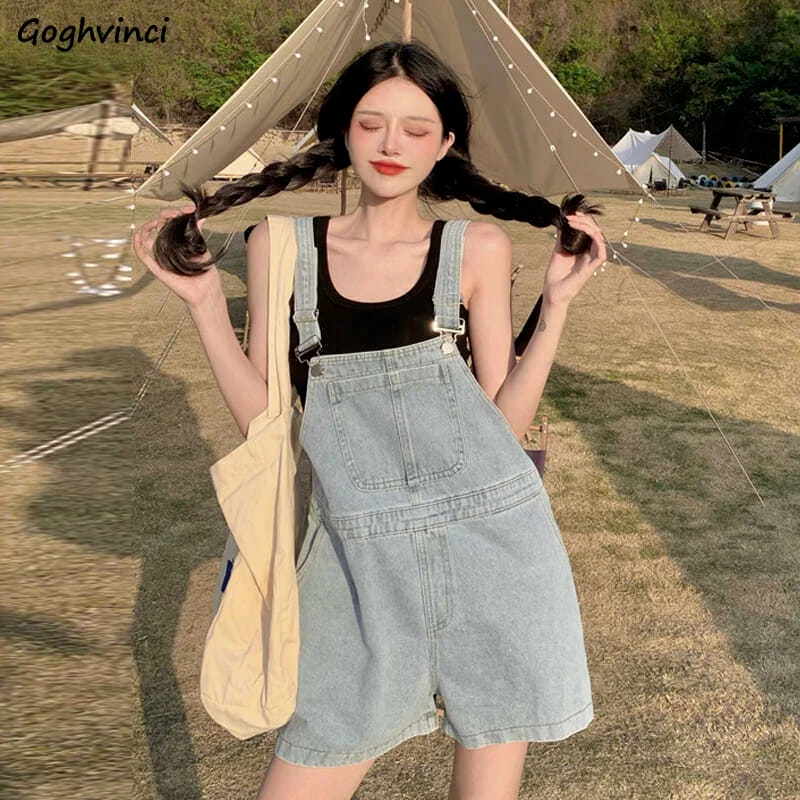 

Комбинезон Женский свободного покроя, модные короткие брюки в Корейском стиле, шикарная Уличная Повседневная универсальная винтажная одеж...