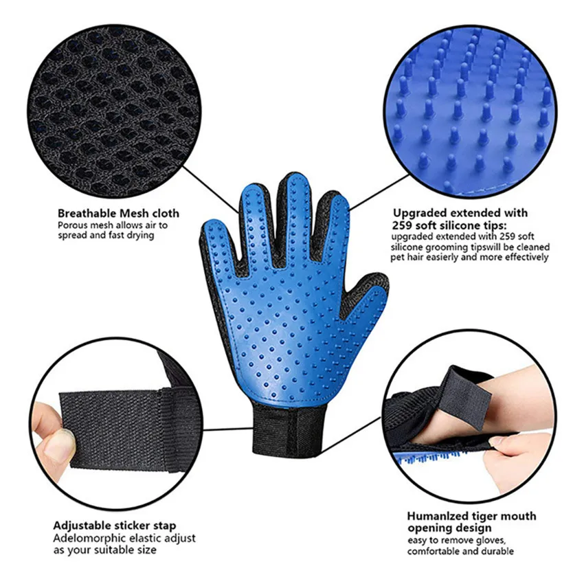

Dog Pet Grooming Glove Silicone Cats Brush Gloves Dogs Bath Cleaning Supplies Animal Combs